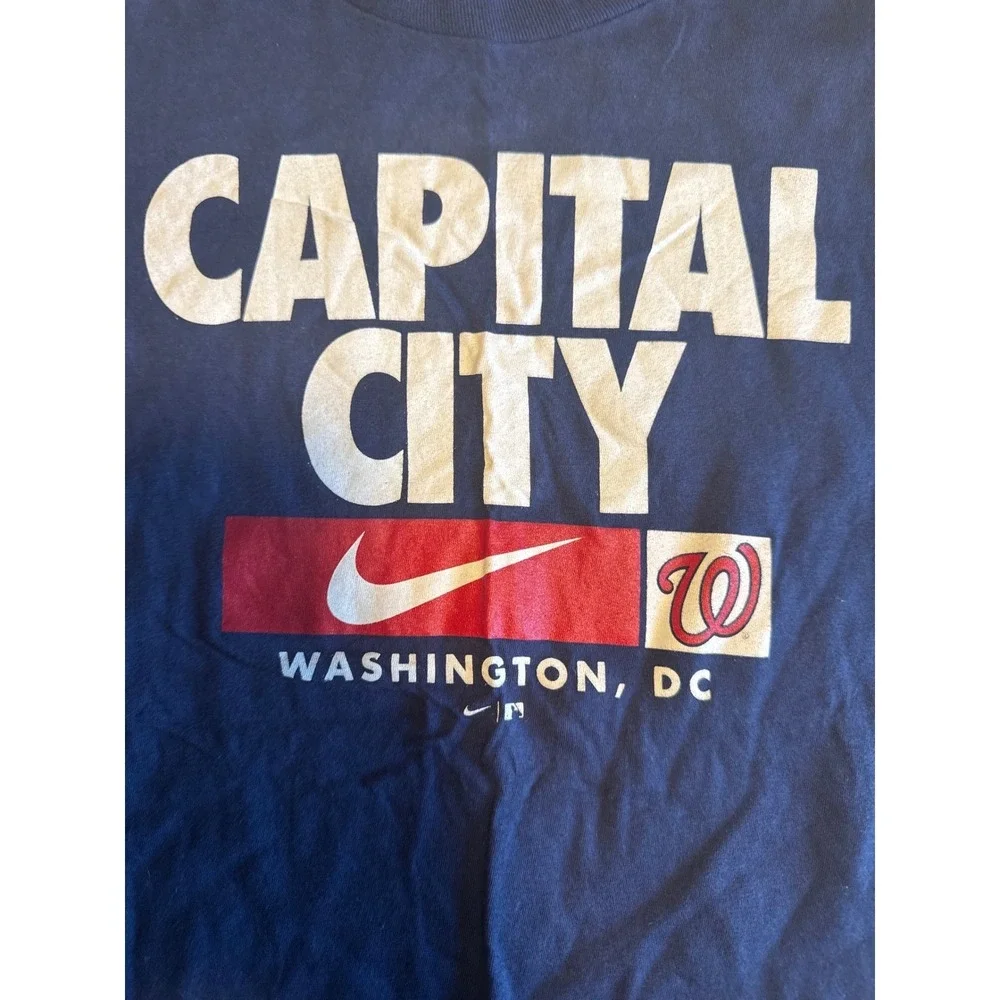 Nike T-Shirt Kids Large 14/16 Navy Blue Good Washington Nationals‎ Capital City